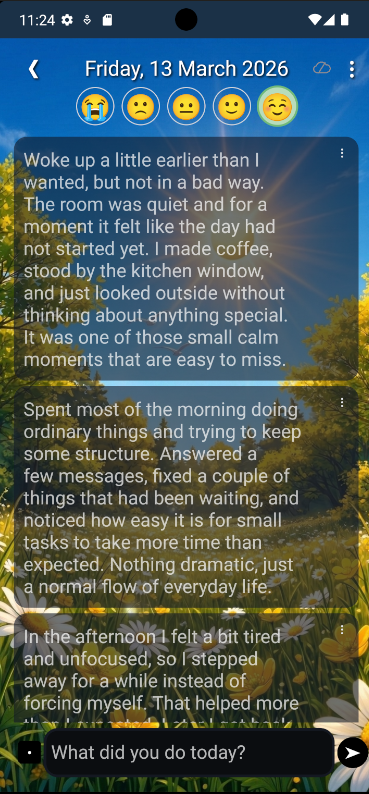 Journal Vault app screen showing the entry editor
